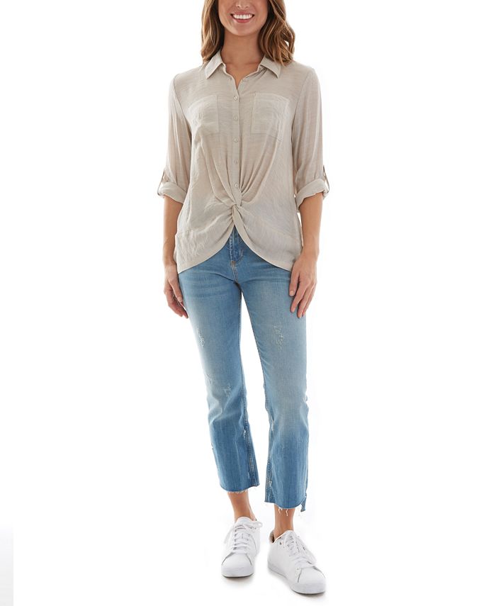 Bcx Juniors Knot Front Top White Size Large