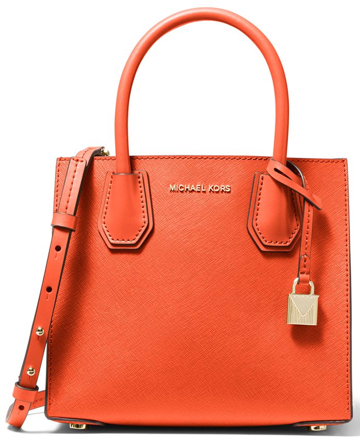 Buy the Michael Kors Mercer Brown Leather Medium Chain Handbag