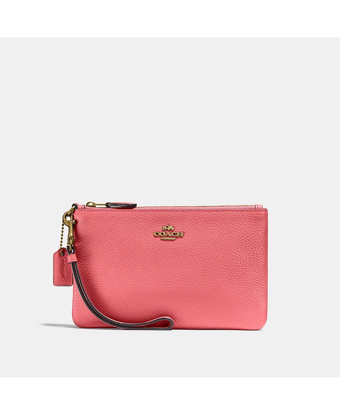 COACH Small Wristlet in Polished Pebble Leather Macy's