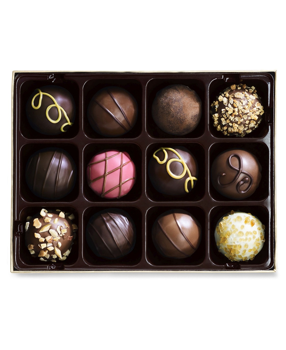 Godiva Signature Truffles Assorted Chocolate Gift Box, 12 Pieces In Transparent