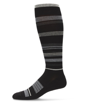 Memoi Men's Multi Striped Cotton Compression Socks In Black