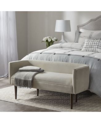 Farrah 49"W Velvet Upholstered Accent Bench with Low Back and Sides