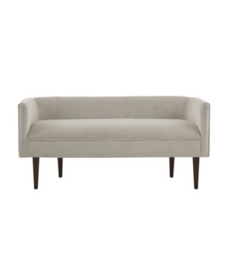 Farrah 49"W Velvet Upholstered Accent Bench with Low Back and Sides