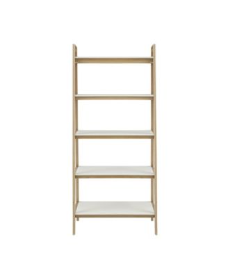 Parker 31"W Mid-century Trestle 5 Tier Wooden Shelf / Bookcase