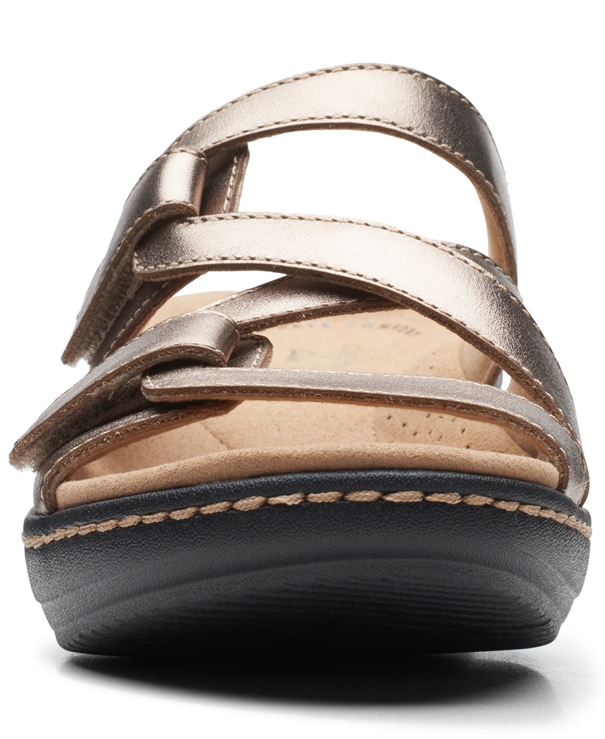 Shop Clarks Women's Merliah Karli Slip-on Strappy Sandals In Metallic Leather