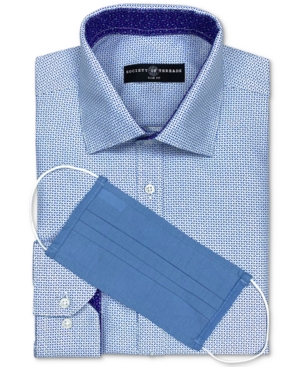 SOCIETY OF THREADS SOCIETY OF THREADS MEN'S SLIM-FIT NON-IRON PERFORMANCE GEO-PRINT DRESS SHIRT