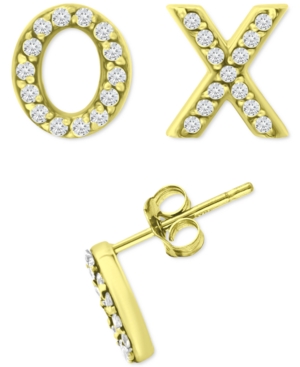 Giani Bernini Cubic Zirconia X & O Mismatch Stud Earrings, Created For Macy's In Gold