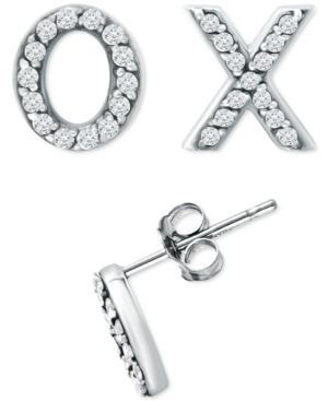 Giani Bernini Cubic Zirconia X & O Mismatch Stud Earrings, Created For Macy's In White