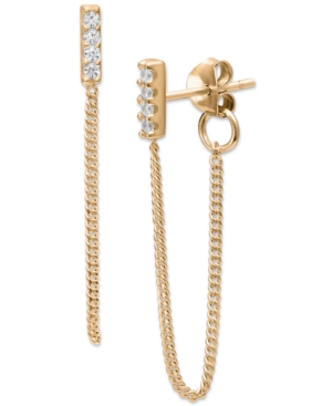 Giani Bernini Cubic Zirconia Chain Drop Earrings, Created For Macy's In Gold