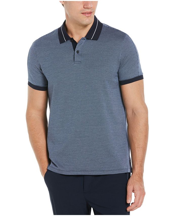 Perry Ellis Men's Jacquard Tipped Collar Short Sleeve Polo Shirt - Macy's