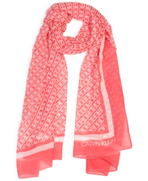 Calvin Klein Chain-Print Chiffon Oblong Scarf