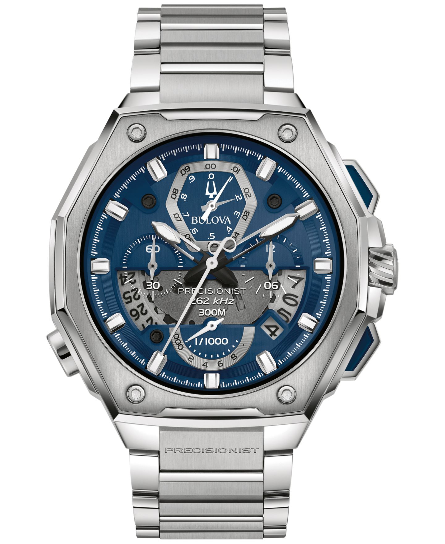 Мужские часы Bulova Chronograph Precisionist X Stainless Steel Bracelet Watch 44.5mm — фото 1