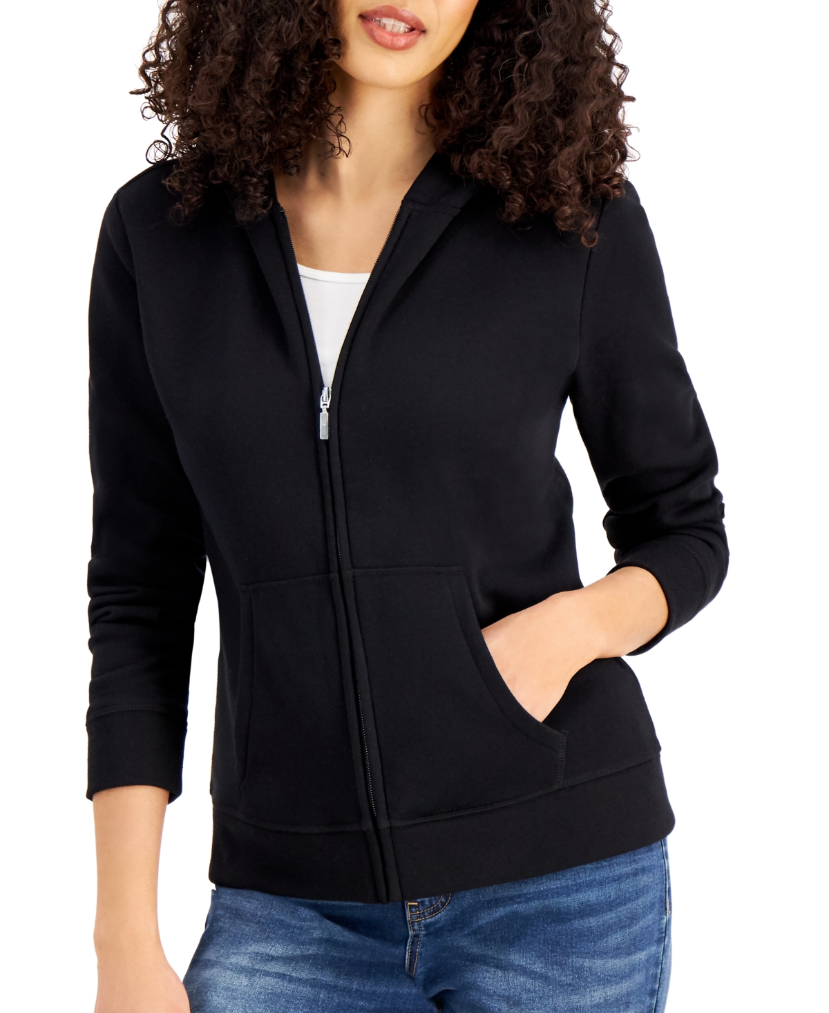  Karen Scott Zip-Front Hooded Sweatshirt, Created for Macy's