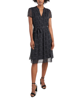 MSK Printed Pintucked Fit & Flare Dress & Reviews - Dresses - Women ...