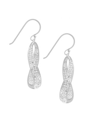 Essentials - Clear Crystal Twist Drop Earrings in Gold Plate or Fine Silver Plate