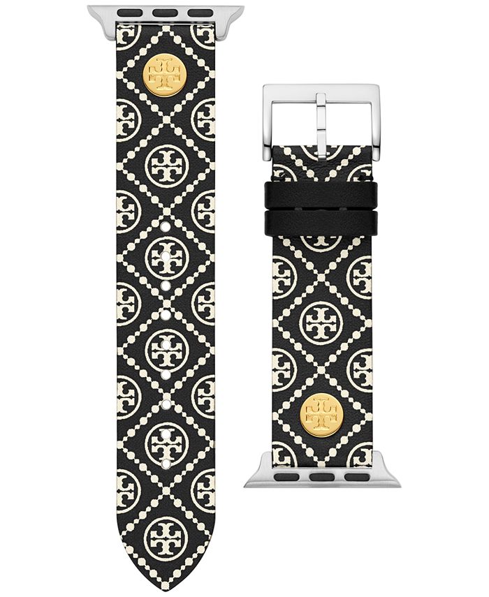 Tory Burch Women's Black Medallion Print Band For Apple Watch® Leather