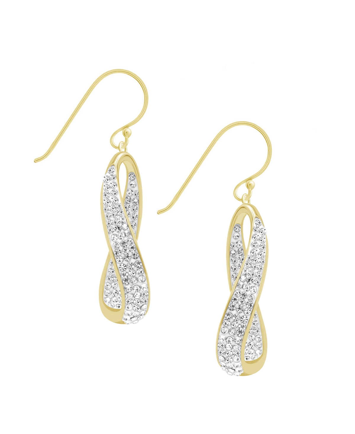 Clear Crystal Twist Drop Earrings in Gold Plate or Silver Plate - Gold
