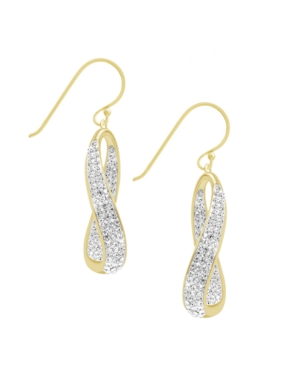 Essentials Clear Crystal Twist Drop Earrings In Gold Plate Or Silver Plate