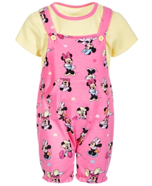 Disney Baby Girls 2-Pc Minnie Mouse Shortall & T-Shirt Set