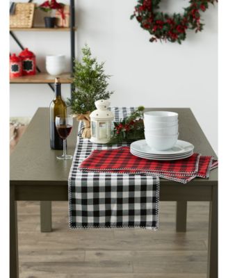 Christmas Buffalo Check with Embroidery Table Runner