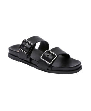 Jane And The Shoe Women's Audrey Double Buckle Footbed Sandals Women's Shoes In Black
