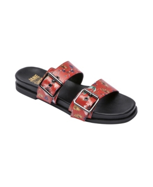 Jane And The Shoe Women's Audrey Double Buckle Footbed Sandals Women's Shoes In Red Floral