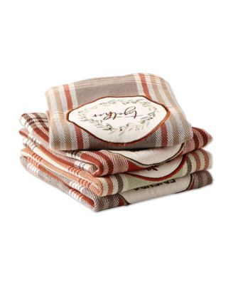 Thanksgiving Cozy Picnic, Plaid Dishtowel, Set of 4
