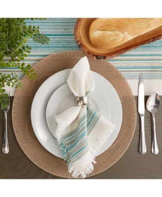 Fringed Stripe Table Toppers, 20" x 20", Set of 6