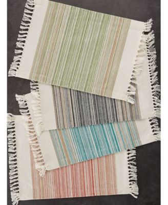 Fringed Stripe Table Toppers, 13" x 20", Set of 6