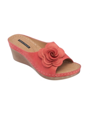 Shop Gc Shoes Tokyo Floral Wedge Sandal In Red