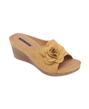 Shop Gc Shoes Tokyo Floral Wedge Sandal In Yellow