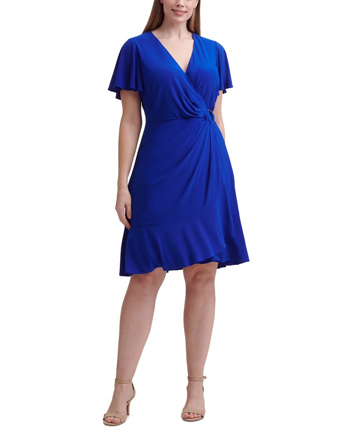 Jessica Howard Plus Size Faux-Wrap A-Line Dress - Macy's