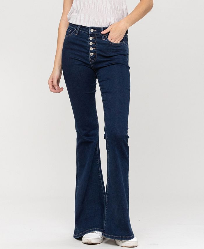 VERVET Women's High Rise Button Up Super Flare Jeans - Macy's