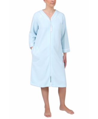 Miss Elaine - Dot-Print Short Zipper Robe