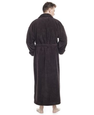 Men's Shawl Collar Full Ankle Length Fleece Bathrobe