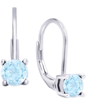 Aqua Topaz Round Solitaire Leverback Earrings (2 ct. t.w.) in Sterling Silver (734592185400)
