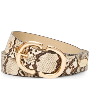 Steve Madden Python Print Double-Head-Buckle Belt
