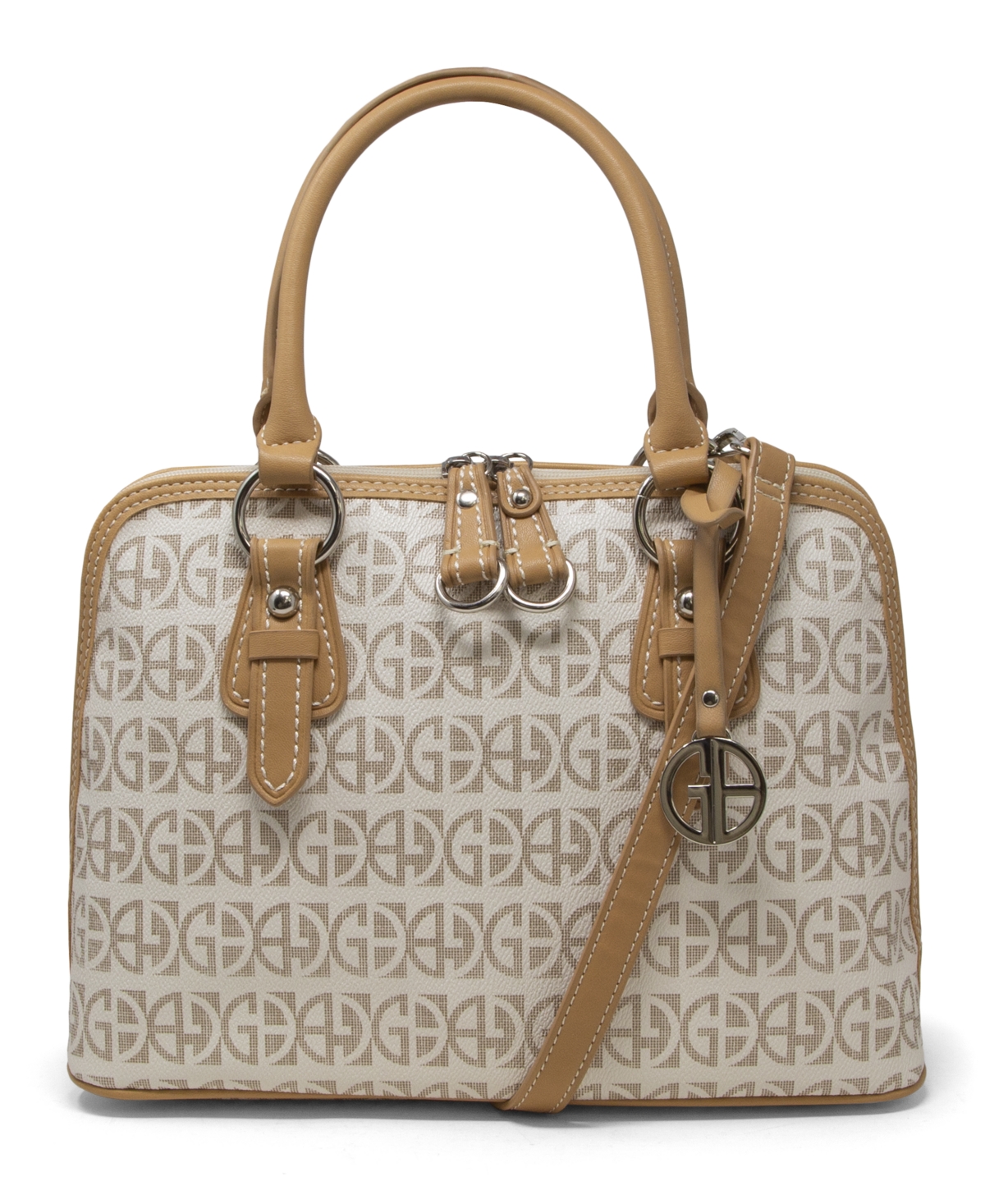 Giani Bernini Block Signature Dome Satchel, Created For Macy's In Ivory,silver