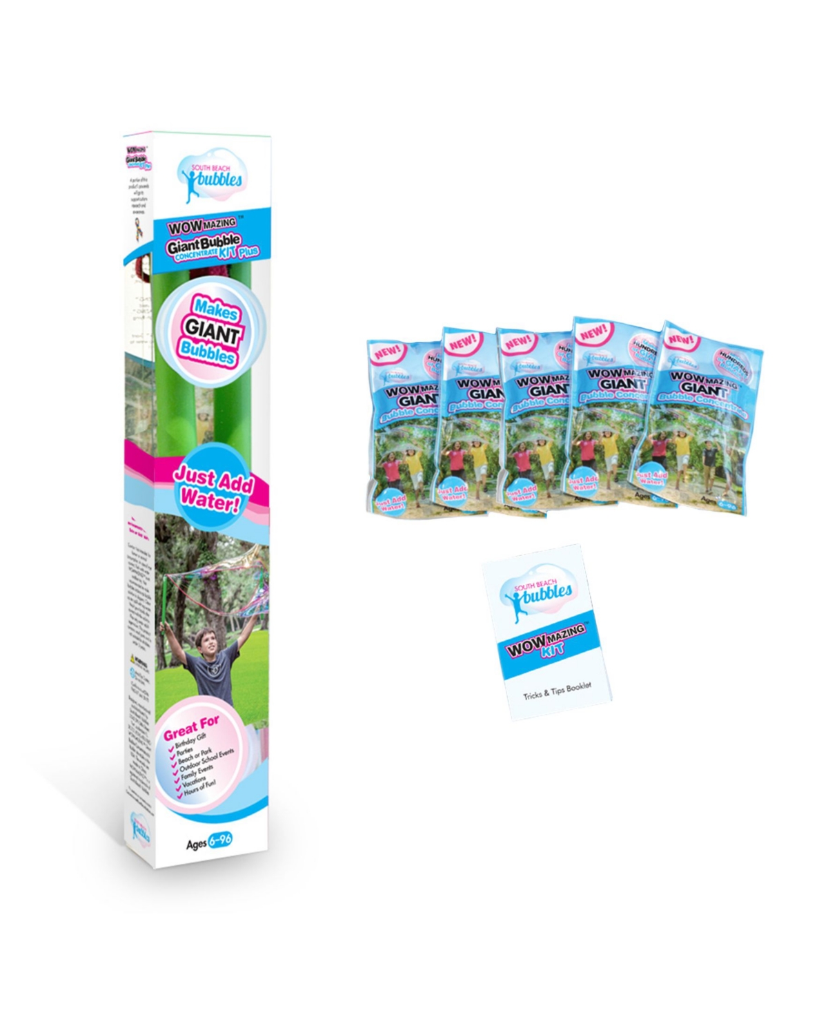 UPC 863130000032 product image for Wowmazing Giant Bubbles Kit Plus With Wands and 5 Pouches | upcitemdb.com