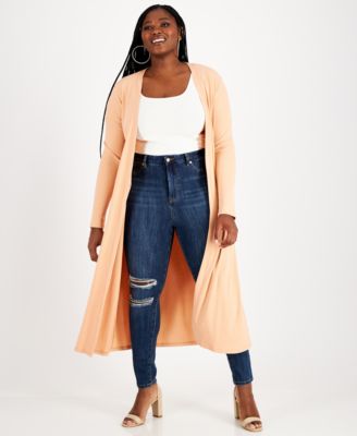 Nina Parker - Trendy Plus Size Ribbed Knit Duster, Created for Macy's