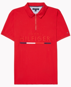 Tommy Hilfiger Adaptive Men's Custom-Fit Toby Logo Polo with Zipper Closure