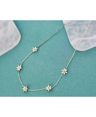 Gold-Tone Crystal Flower Frontal Necklace, 16" + 3" extender