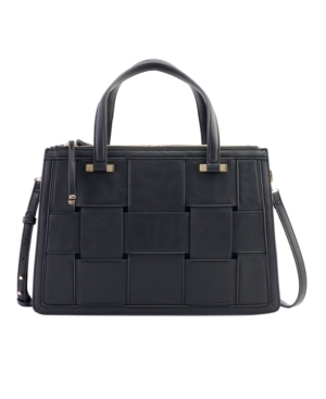 Alfani Woven Work Satchel, Created For Macy's In Black/gold