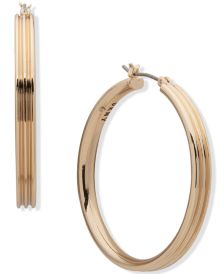 Rounded Wire Medium Hoop Earrings, 1.4"