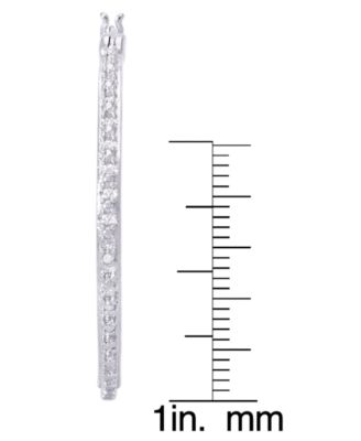 Diamond Accent Large Thin Hoop Earrings in Silver Plate or Rose Gold Plate