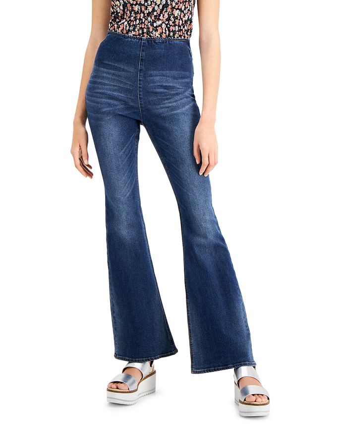 Tinseltown Juniors' High-Rise Pull-On Flare Jeans & Reviews - Jeans ...