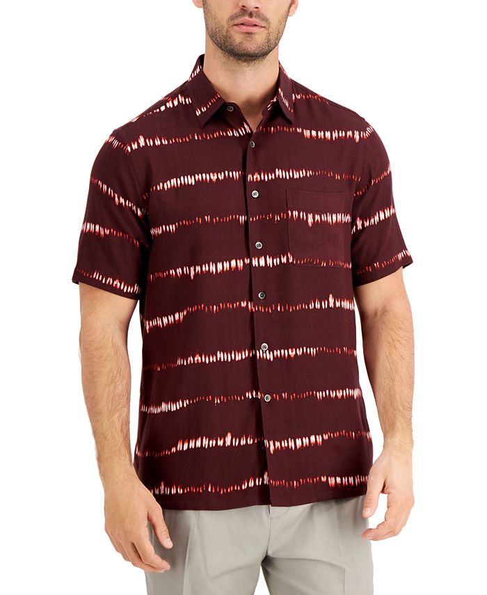 Tasso Elba Men's Regular-Fit Shibori Tie-Dyed Stripe Shirt, Created for ...