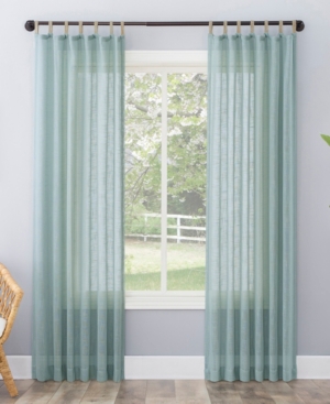 No. 918 Ceri Texture Jute Tabs Semi-sheer Tab Top Curtain Panel, 50" X 63" In Soft Teal