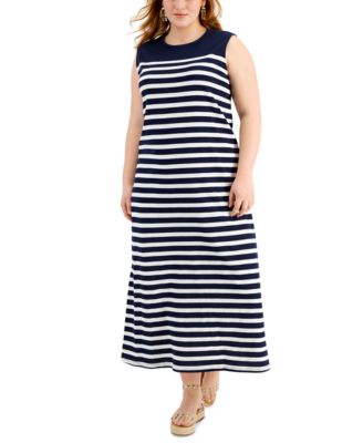 Plus Size Cotton Striped Dress