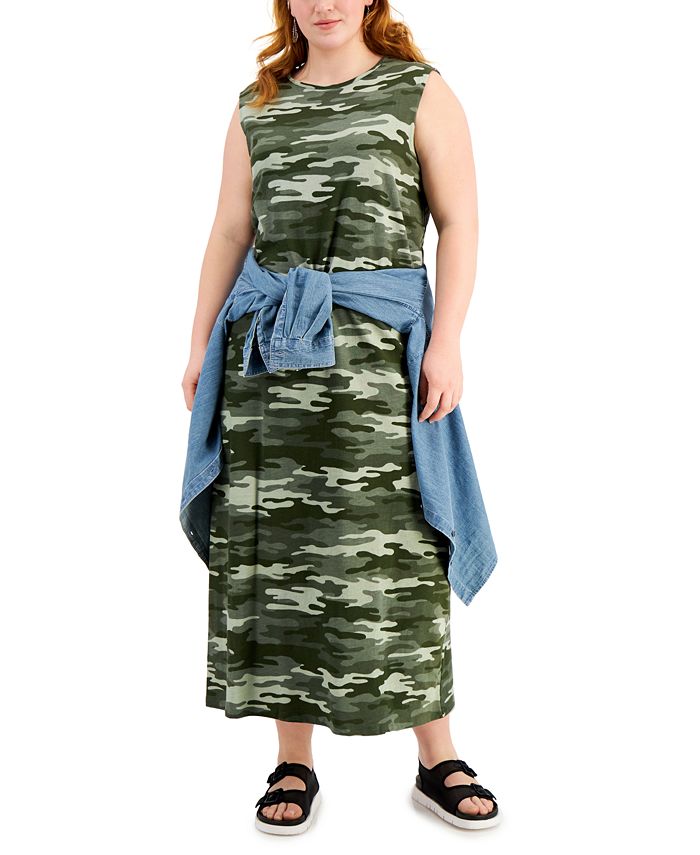plus size camo maxi dress